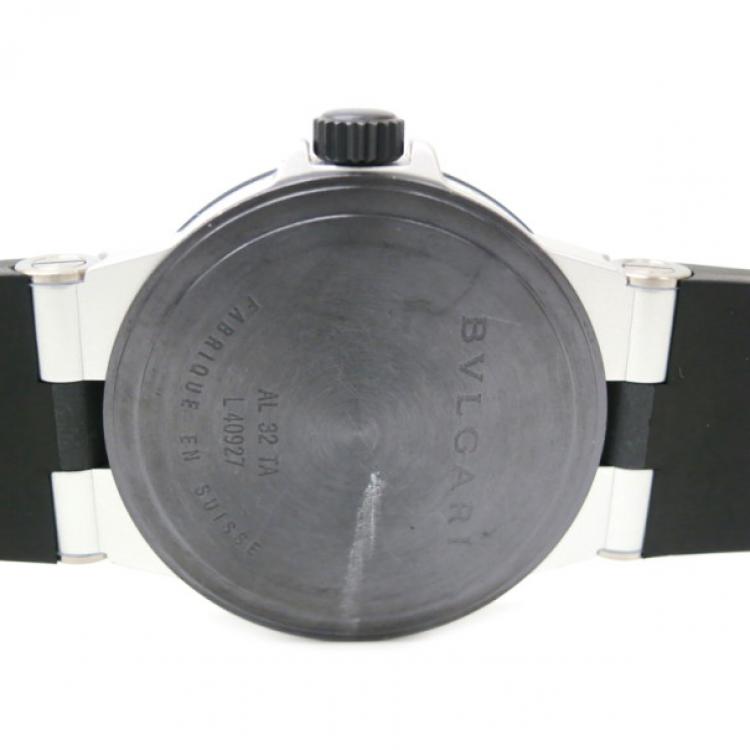 Pre Owned Bvlgari Aluminium Diamond 18P Rubber Mens Wristwatch