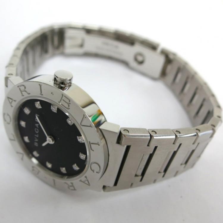 Pre Owned Bvlgari 12P Wristwatch SS Black/Silver Ladies