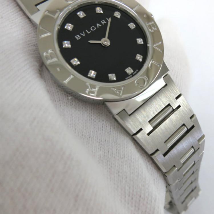 Pre Owned Bvlgari 12P Wristwatch SS Black/Silver Ladies