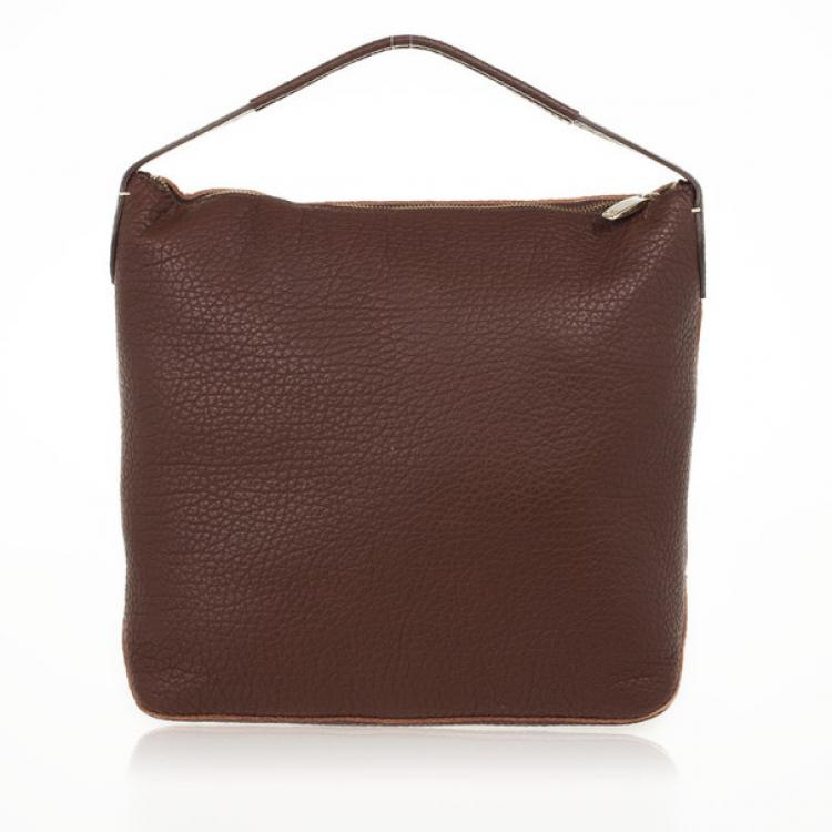 Pre Owned Carolina Herrera Brown Leather Hobo