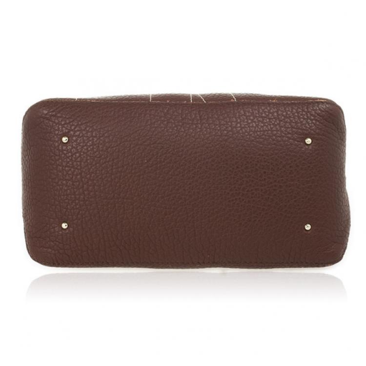 Pre Owned Carolina Herrera Brown Leather Hobo