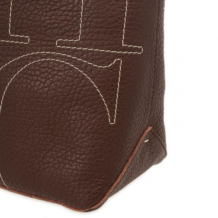 Pre Owned Carolina Herrera Brown Leather Hobo