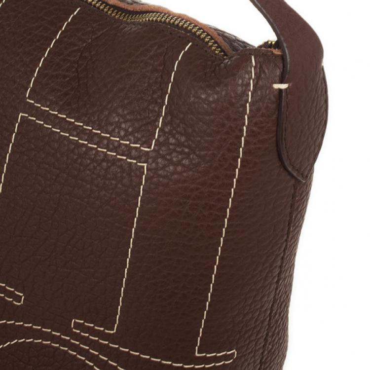 Pre Owned Carolina Herrera Brown Leather Hobo