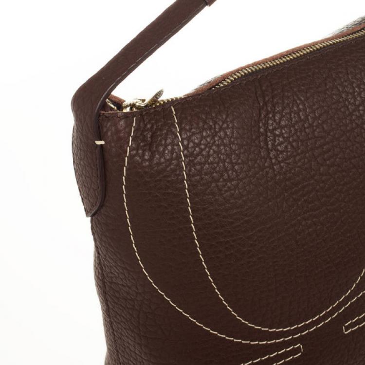 Pre Owned Carolina Herrera Brown Leather Hobo