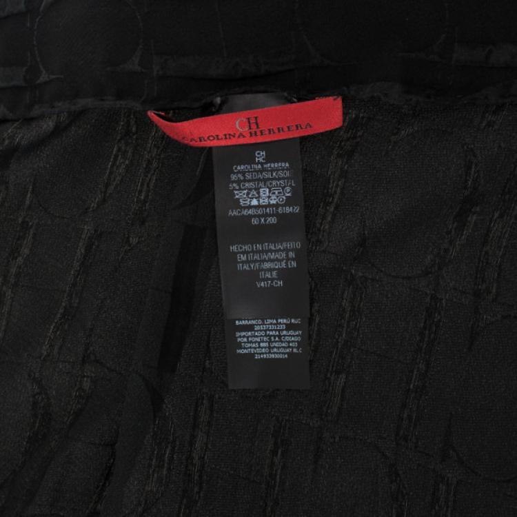 Pre Owned Carolina Herrera Black Monogram Scarf