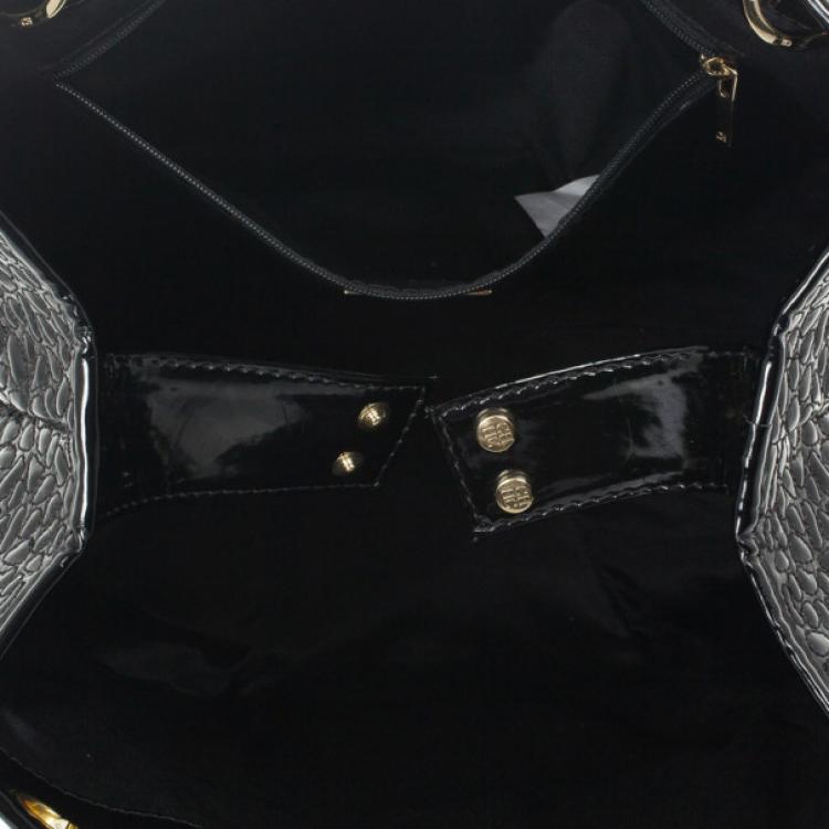 Pre Owned Carolina Herrera Black Patent Quilted Tote