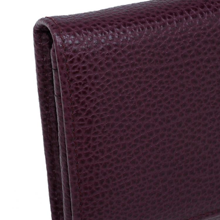 Pre Owned Carolina Herrera Burgundy Leather Continental Flap Wallet