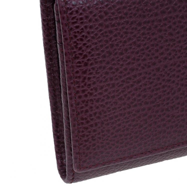 Pre Owned Carolina Herrera Burgundy Leather Continental Flap Wallet