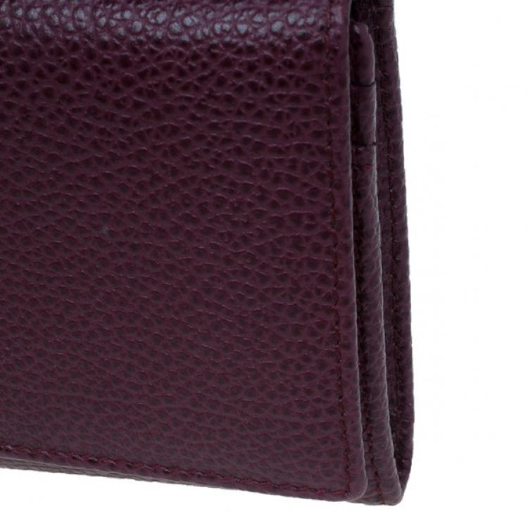 Pre Owned Carolina Herrera Burgundy Leather Continental Flap Wallet