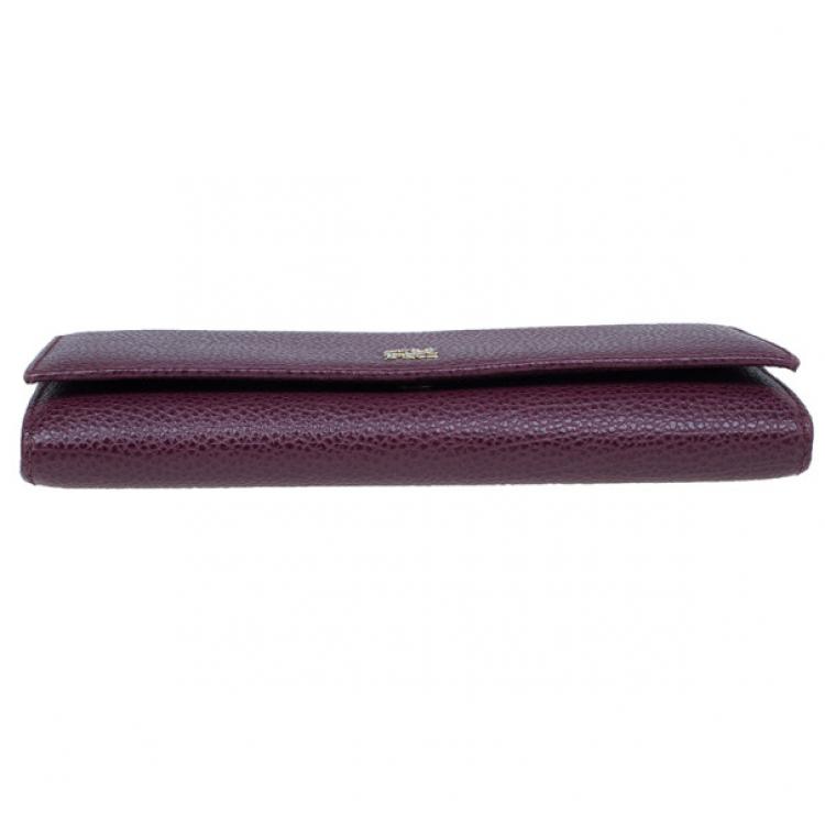 Pre Owned Carolina Herrera Burgundy Leather Continental Flap Wallet