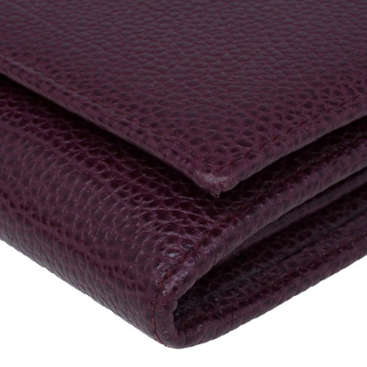 Pre Owned Carolina Herrera Burgundy Leather Continental Flap Wallet
