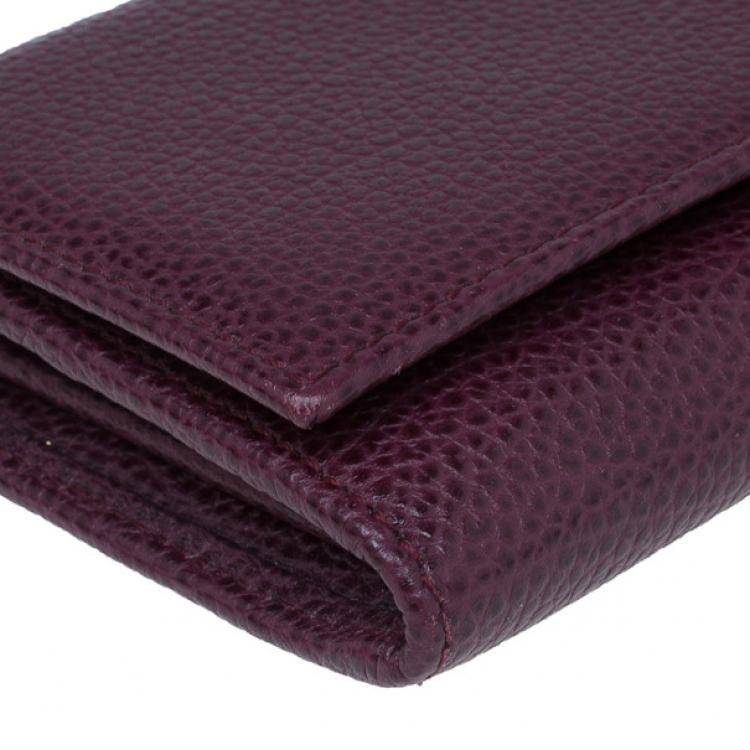Pre Owned Carolina Herrera Burgundy Leather Continental Flap Wallet