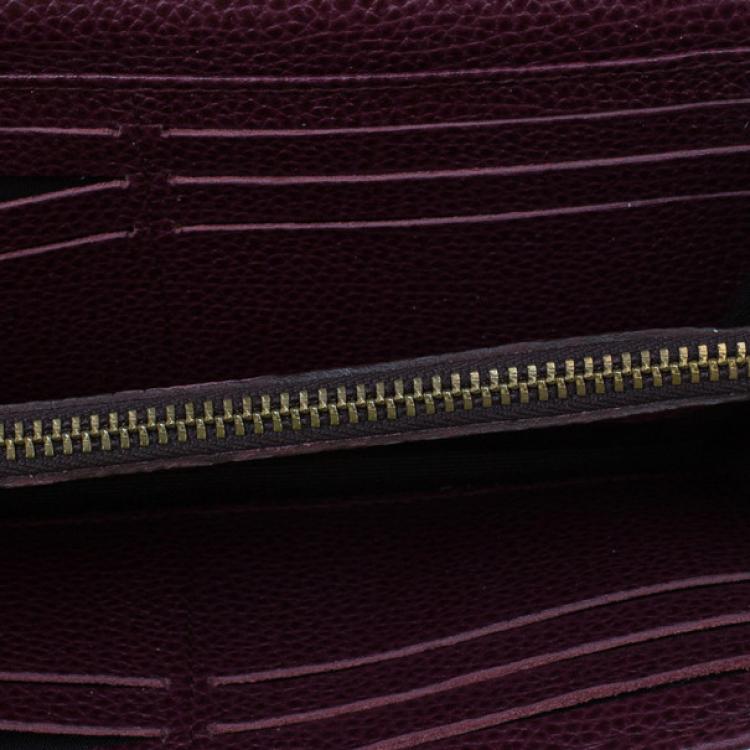 Pre Owned Carolina Herrera Burgundy Leather Continental Flap Wallet