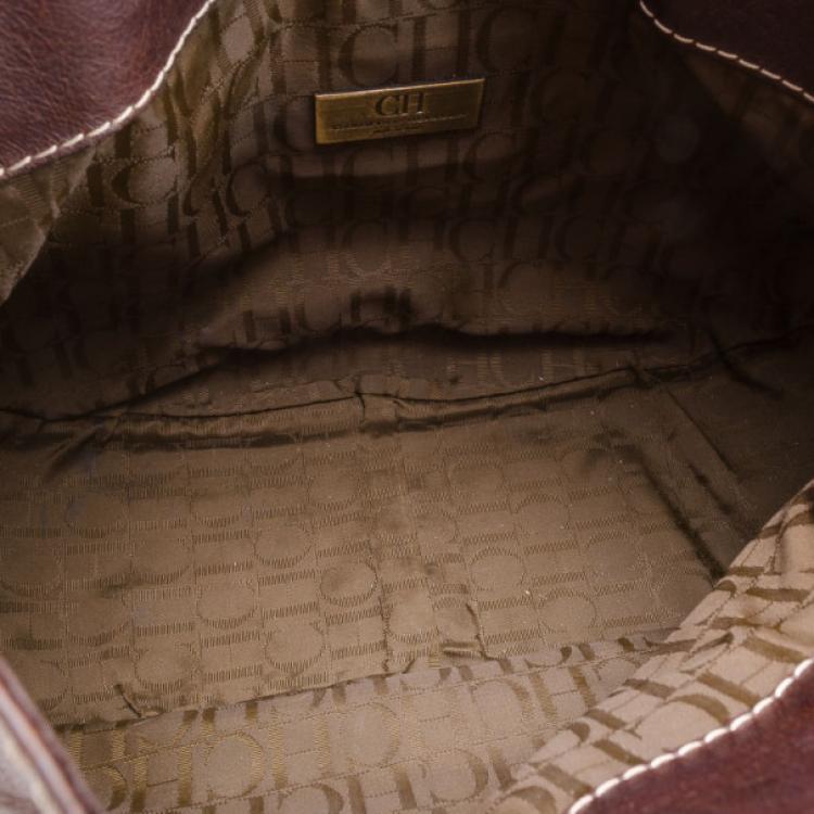Pre Owned Carolina Herrera Brown Leather Small Hobo