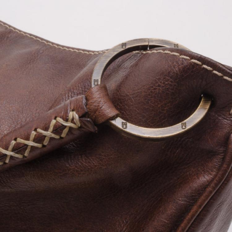 Pre Owned Carolina Herrera Brown Leather Small Hobo