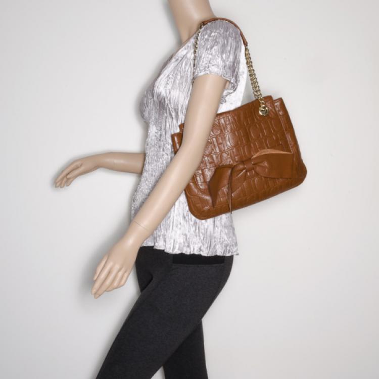 Pre Owned Carolina Herrera Audrey Brown Handbag