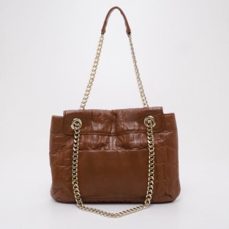 Pre Owned Carolina Herrera Audrey Brown Handbag