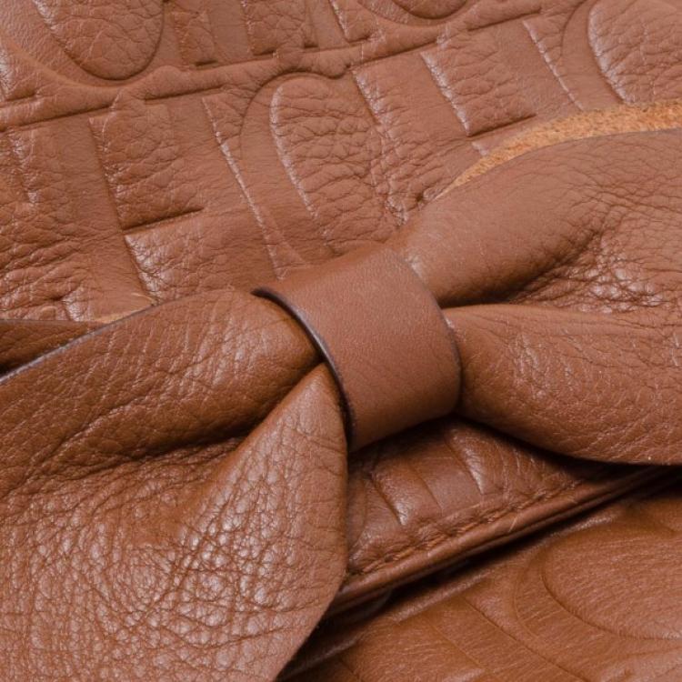 Pre Owned Carolina Herrera Audrey Brown Handbag