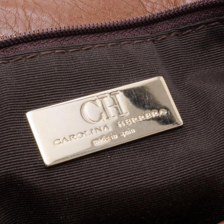 Pre Owned Carolina Herrera Audrey Brown Handbag