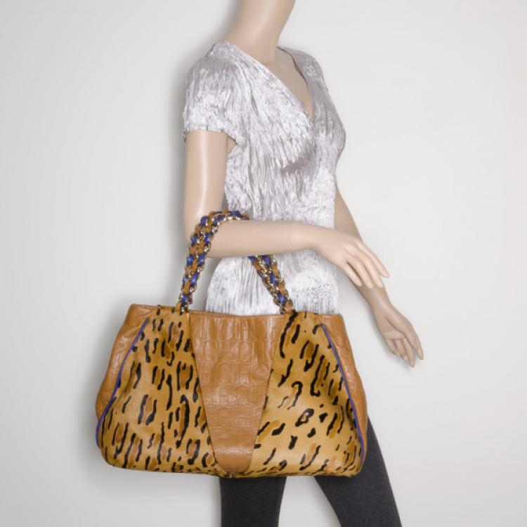 Pre Owned Carolina Herrera CH Calf Hair Leopard Tote