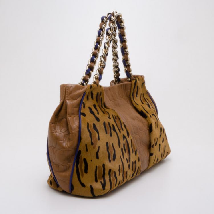 Pre Owned Carolina Herrera CH Calf Hair Leopard Tote