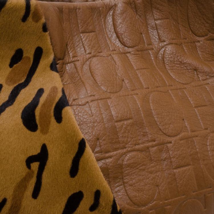 Pre Owned Carolina Herrera CH Calf Hair Leopard Tote