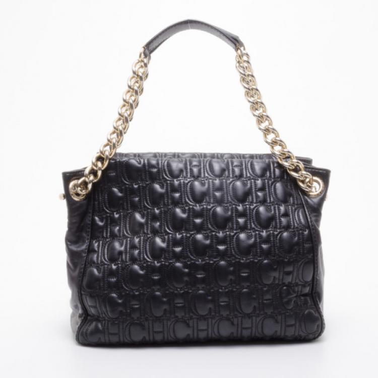Pre Owned Carolina Herrera Monogram Chain Handle Tote 