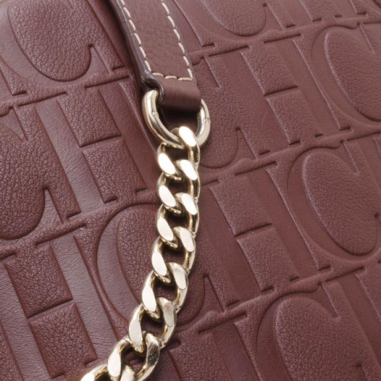 Pre Owned Carolina Herrera Brown Monogram Messenger 