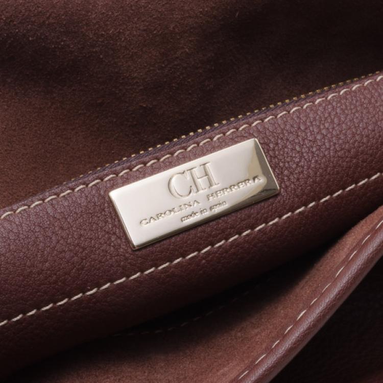 Pre Owned Carolina Herrera Brown Monogram Messenger 