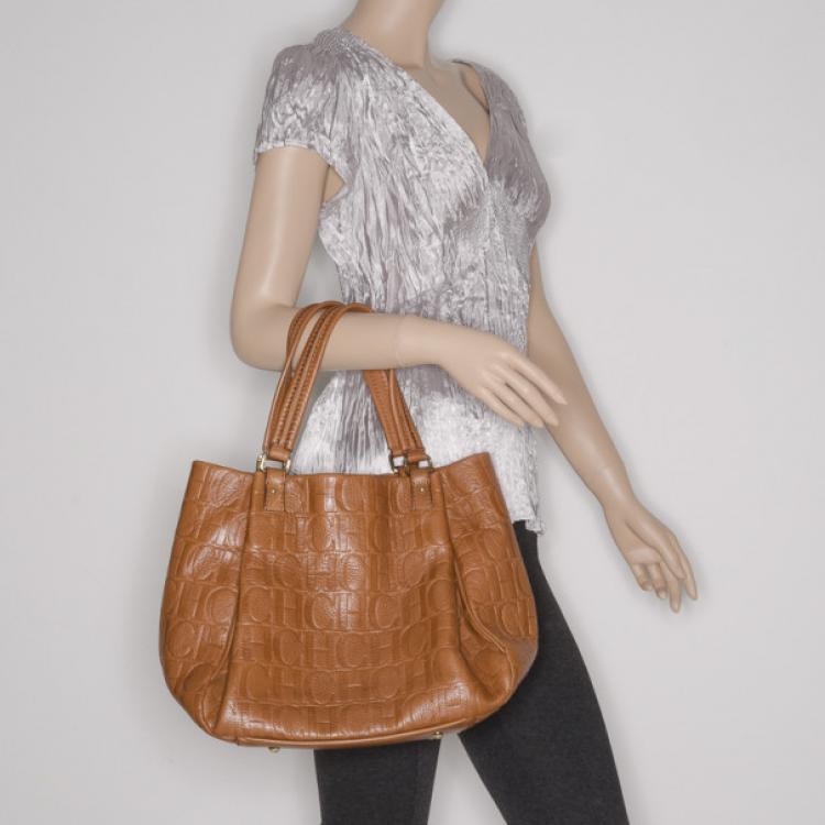 Pre Owned Carolina Herrera Monogram Tote 