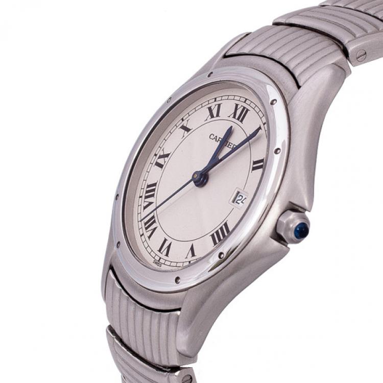 Pre Owned Cartier Cougar Stainless Steel Mens Watch 30 MM