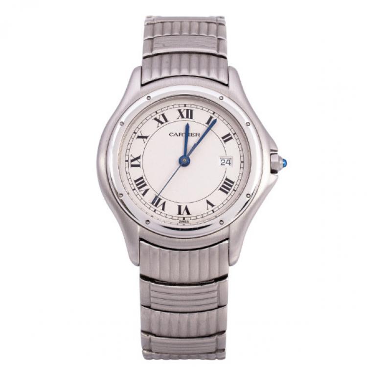 Pre Owned Cartier Cougar Stainless Steel Mens Watch 30 MM