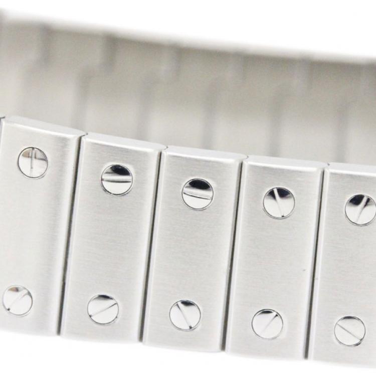 Pre Owned Cartier White Stainless Steel Santos Galbee Men's Wristwatch 29MM