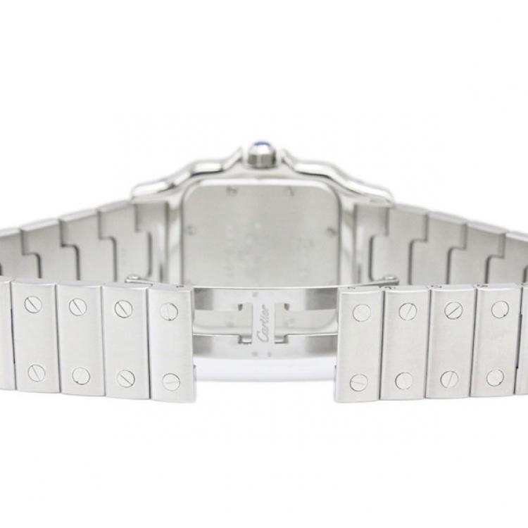 Pre Owned Cartier White Stainless Steel Santos Galbee Men's Wristwatch 29MM