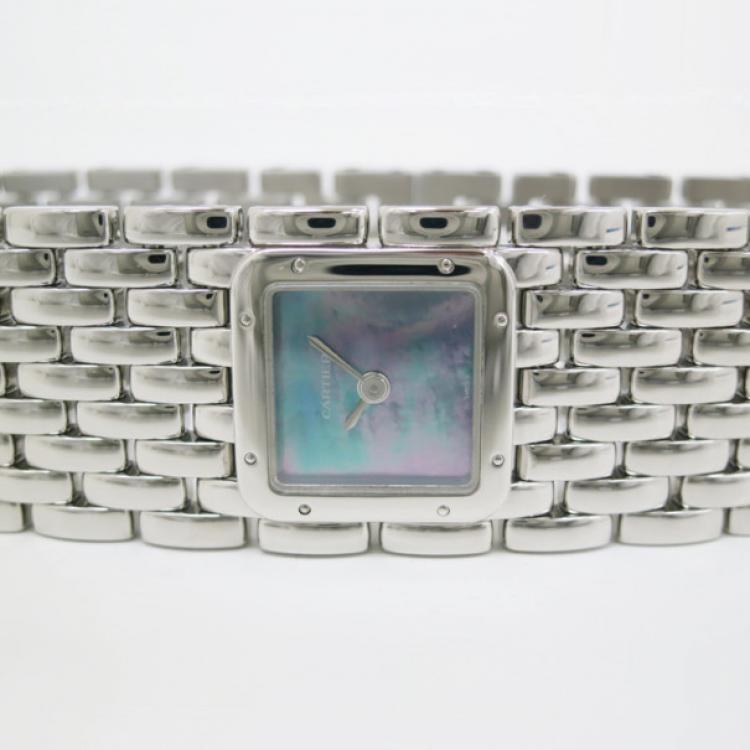 Pre Owned Cartier Panthere Ruban Wristwatch SS Shell Silver