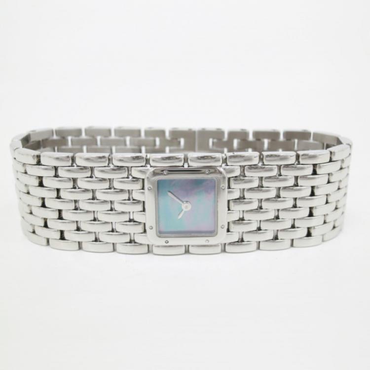 Pre Owned Cartier Panthere Ruban Wristwatch SS Shell Silver