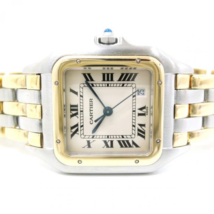 Pre Owned Cartier Panthere 3 Rows MM Combi Boys Wristwatch 