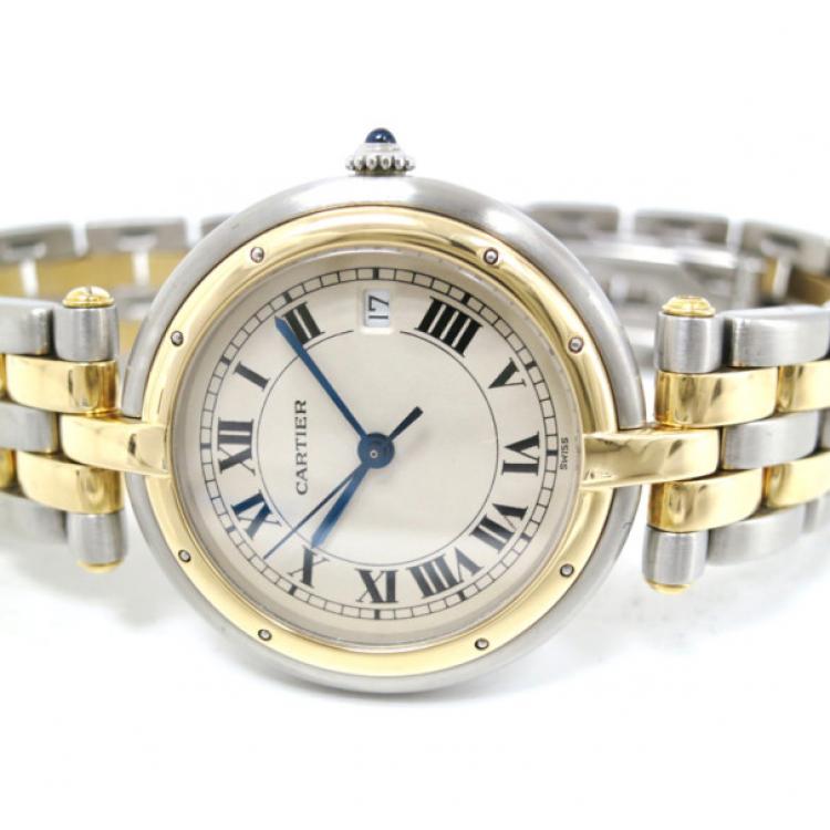 Pre Owned Cartier Panthere Round Wristwatch SS K18YG White/Combi