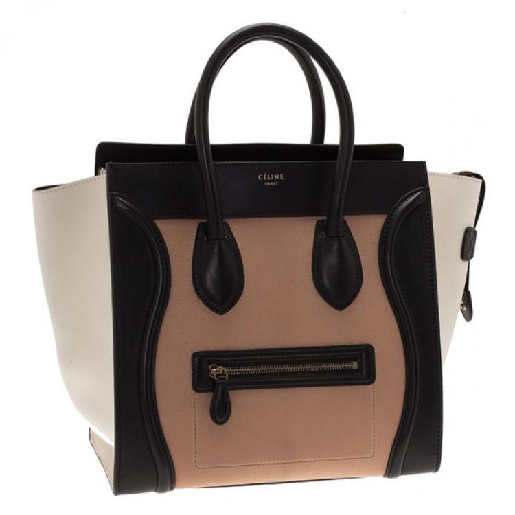 مملوكة مسبقًا Celine Tricolor Mini Luggage Smooth Leather Tote Bag
