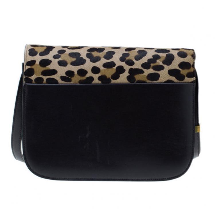 Pre Owned Celine Leopard Print Leather Medium Classic Box Bag