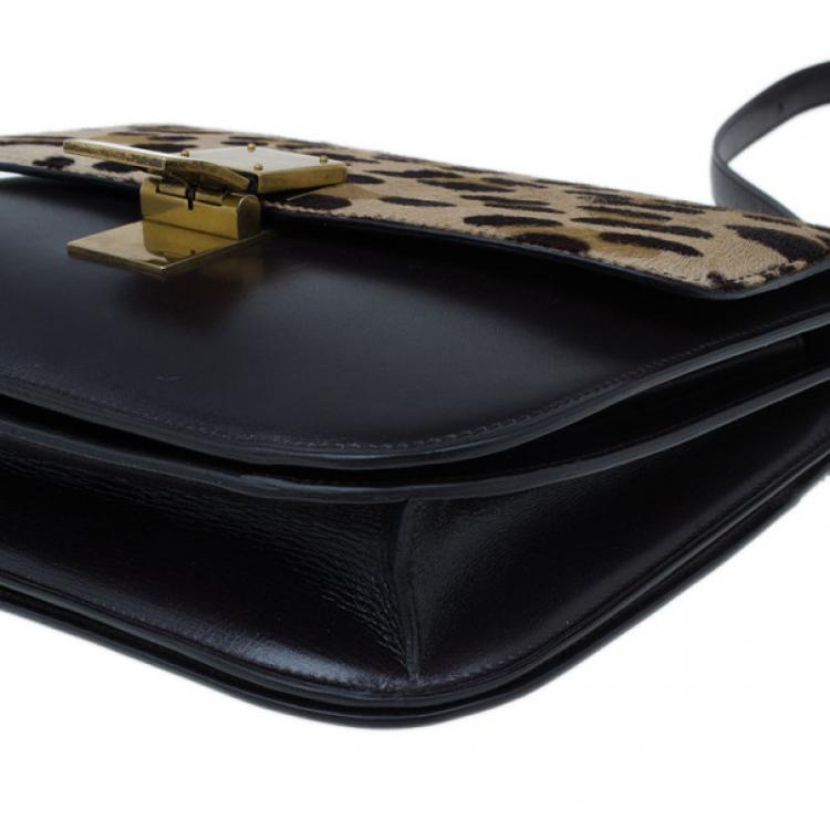 Pre Owned Celine Leopard Print Leather Medium Classic Box Bag