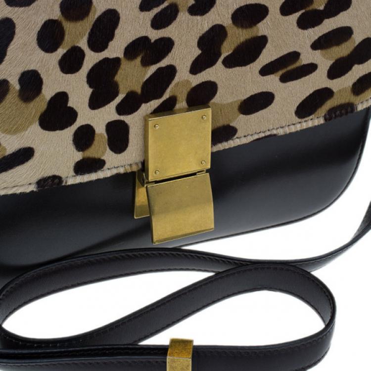 Pre Owned Celine Leopard Print Leather Medium Classic Box Bag