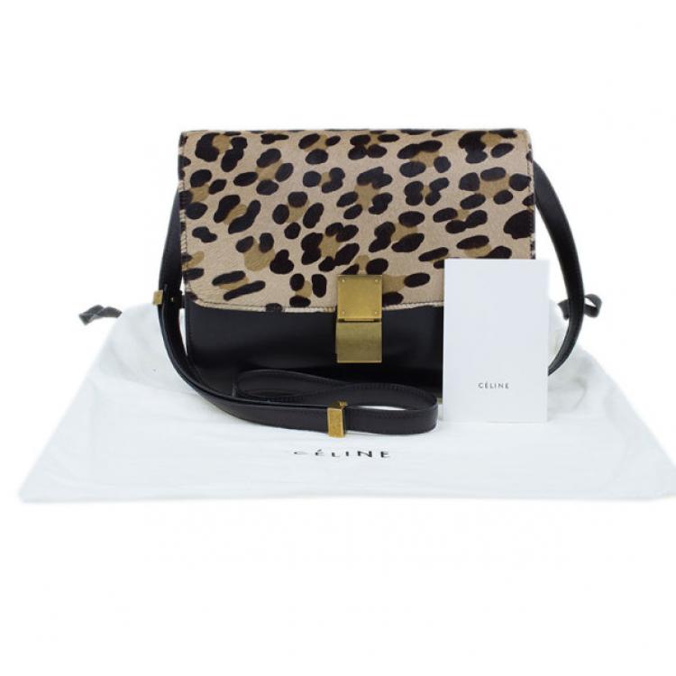 Pre Owned Celine Leopard Print Leather Medium Classic Box Bag