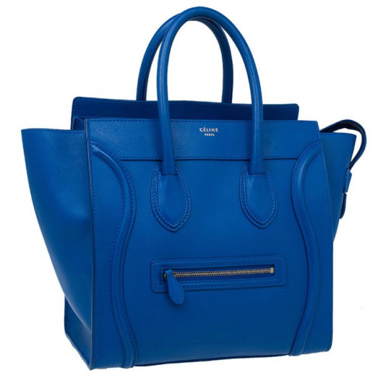 مملوكة مسبقًا Celine Electric Blue Palmelato Leather Mini Luggage Tote