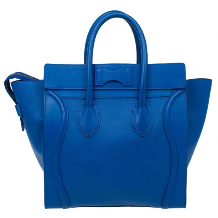 مملوكة مسبقًا Celine Electric Blue Palmelato Leather Mini Luggage Tote