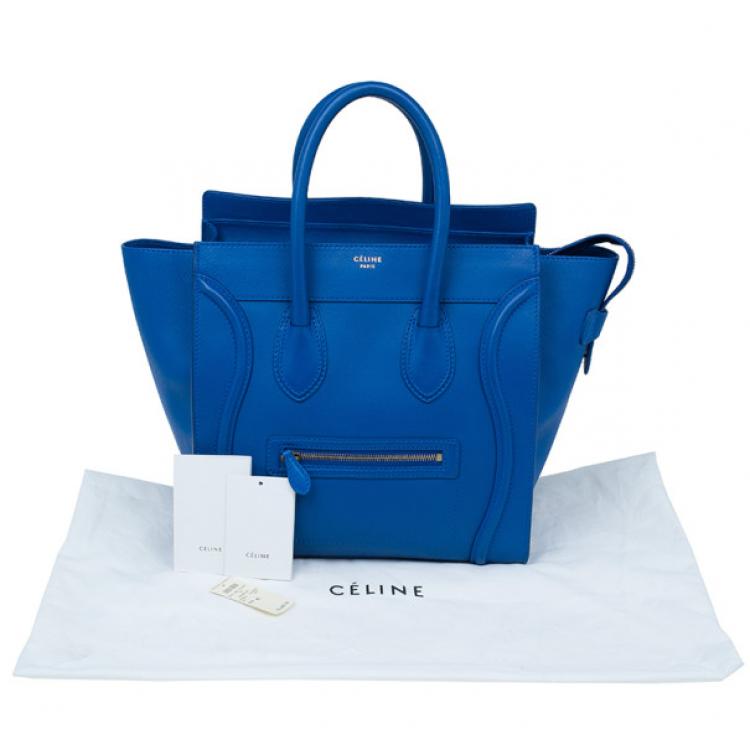 مملوكة مسبقًا Celine Electric Blue Palmelato Leather Mini Luggage Tote