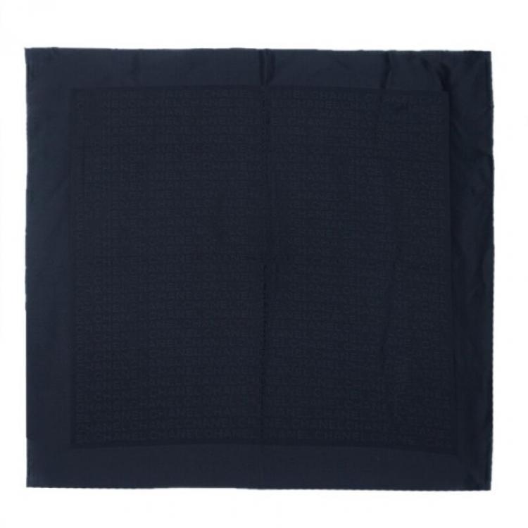 Pre Owned Chanel Black Logo Sqaure Scarf