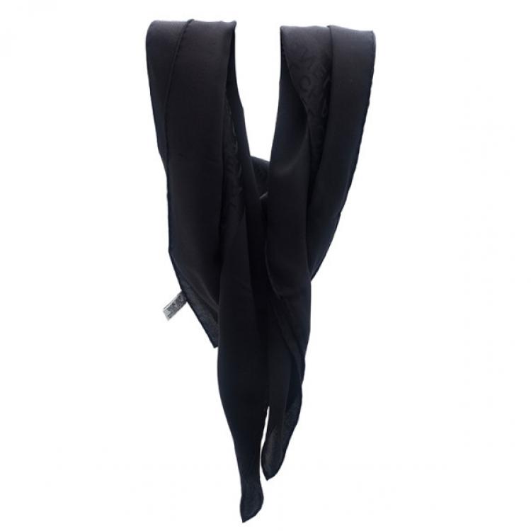 Pre Owned Chanel Black Logo Sqaure Scarf
