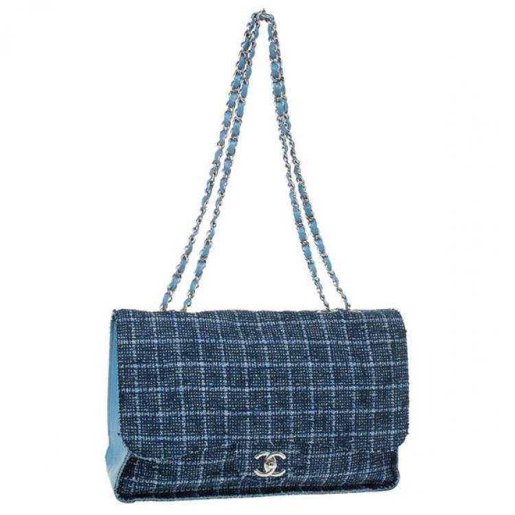 chanel blue tweed bag