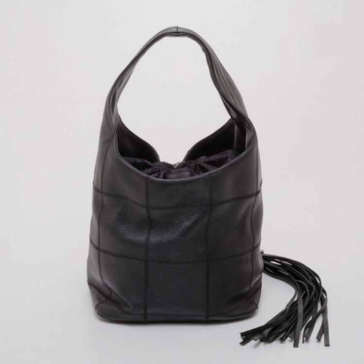 Pre Owned Chanel Black Leather Small Bucket Hobo